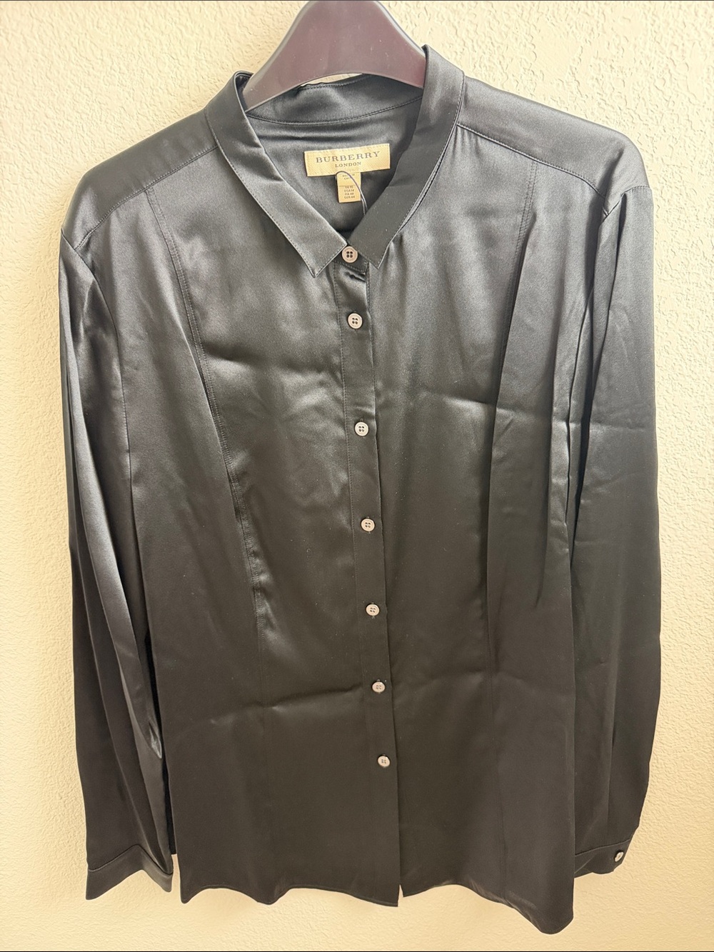 Burberry Black Satin Button-Front Shirt